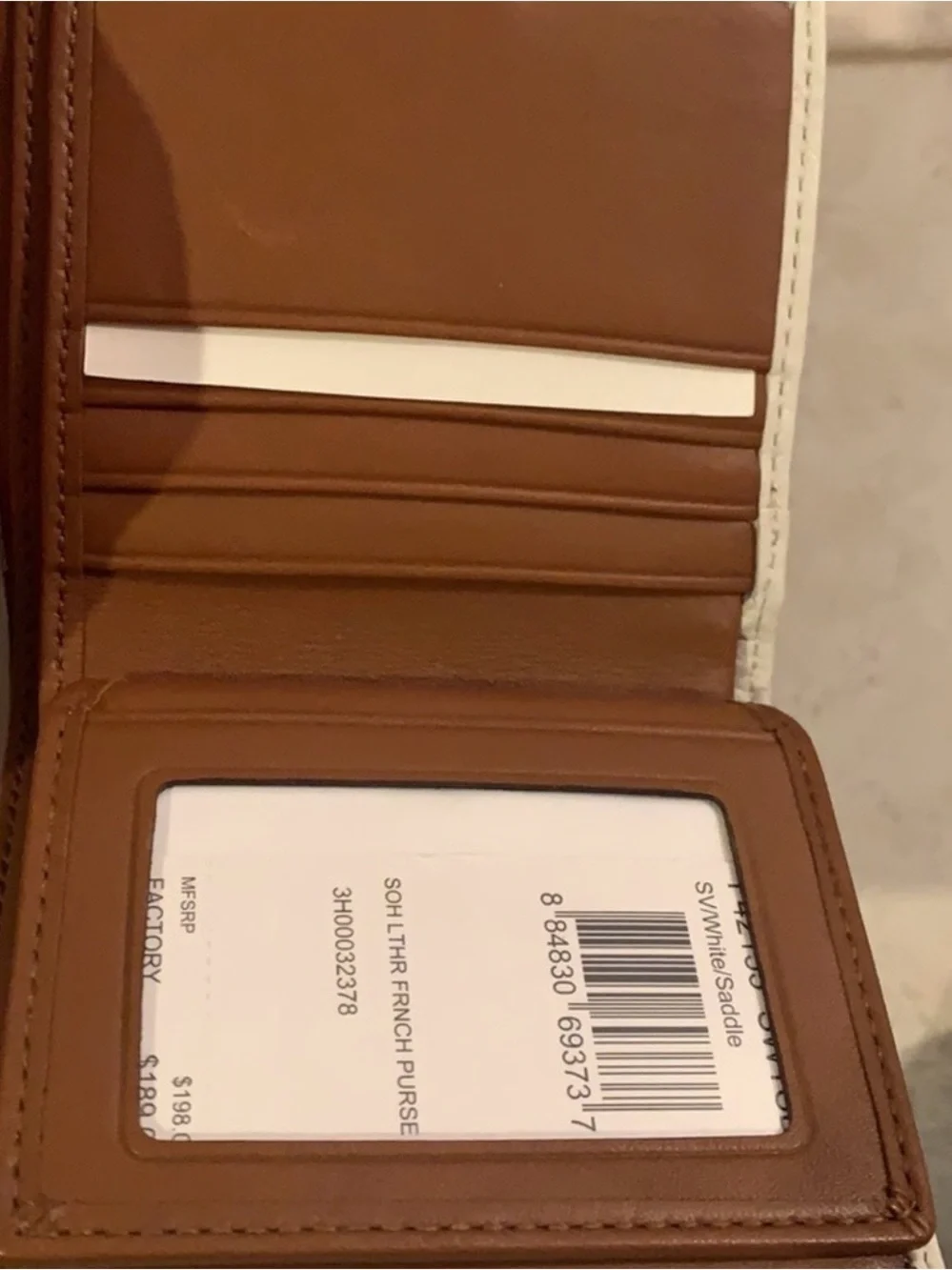 Coach White Leather Tote with Tan Trim and Matching Wallet